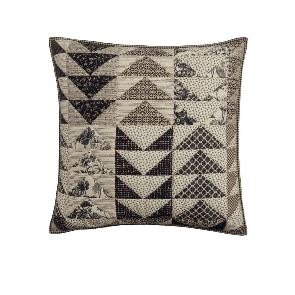 POTTERY BARN NWT EURO SAWYER QUILTED SHAM SET OF 2 BEIGE/BLACK REVERSIBLE
